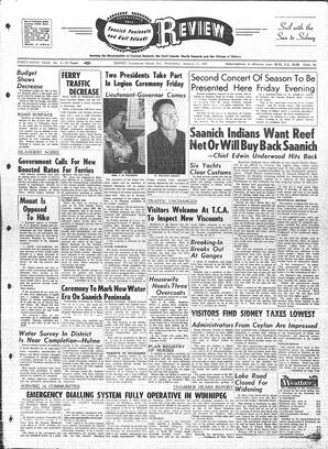 Saanich Peninsula And Gulf Islands Review Wed, January 11, 1961 (Page 1)