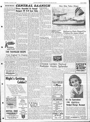 Saanich Peninsula And Gulf Islands Review Wed, November 2, 1960 (Page 3)