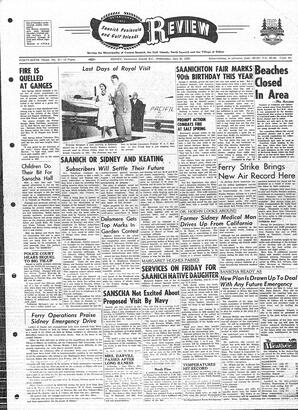 Saanich Peninsula And Gulf Islands Review Wed, July 30, 1958 (Page 1)