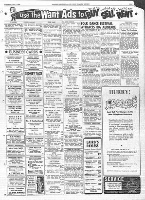 Saanich Peninsula And Gulf Islands Review Wed, July 9, 1958 (Page 5)