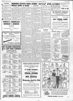 Saanich Peninsula And Gulf Islands Review Wed, April 2, 1958 (Page 7)