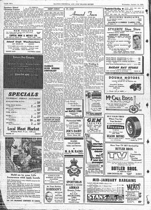 Saanich Peninsula And Gulf Islands Review Wed, January 15, 1958 (Page 2)
