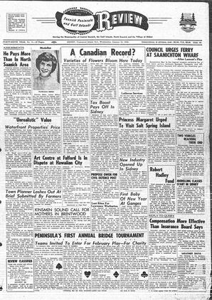 Saanich Peninsula And Gulf Islands Review Wed, January 15, 1958 (Page 1)