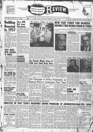 Saanich Peninsula And Gulf Islands Review Wed, January 8, 1958 (Page 1)