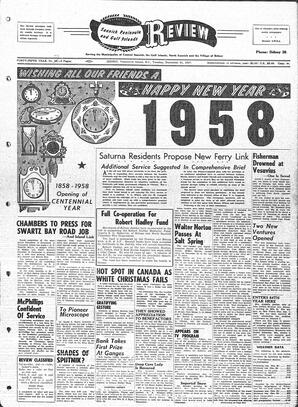 Saanich Peninsula And Gulf Islands Review Tue, December 31, 1957 (Page 1)