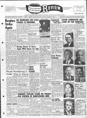 Saanich Peninsula And Gulf Islands Review Wed, December 11, 1957 (Page 1)