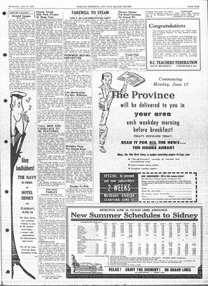 Saanich Peninsula And Gulf Islands Review Wed, June 12, 1957 (Page 9)