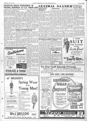 Saanich Peninsula And Gulf Islands Review Wed, April 3, 1957 (Page 3)