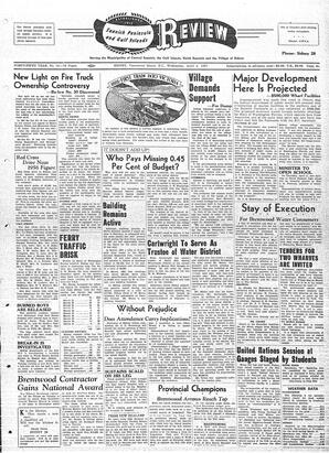 Saanich Peninsula And Gulf Islands Review Wed, April 3, 1957 (Page 1)
