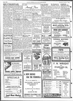 Saanich Peninsula And Gulf Islands Review Wed, December 1, 1954 (Page 2)