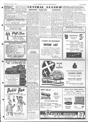 Saanich Peninsula And Gulf Islands Review Wed, November 3, 1954 (Page 3)