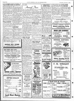 Saanich Peninsula And Gulf Islands Review Wed, November 3, 1954 (Page 2)