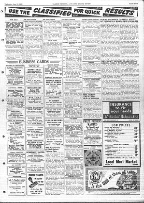 Saanich Peninsula And Gulf Islands Review Wed, June 11, 1952 (Page 5)