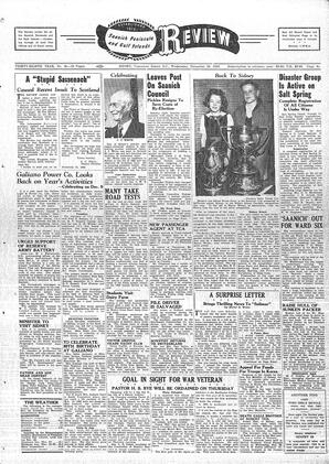 Saanich Peninsula And Gulf Islands Review Wed, November 29, 1950 (Page 1)