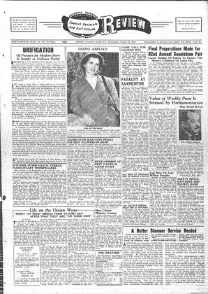 Saanich Peninsula And Gulf Islands Review Wed, August 16, 1950 (Page 1)