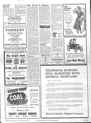 Saanich Peninsula And Gulf Islands Review Wed, May 14, 1947 (Page 3)