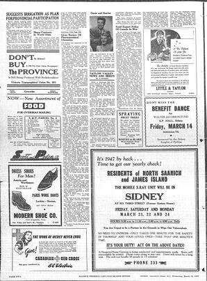 Saanich Peninsula And Gulf Islands Review Wed, March 12, 1947 (Page 2)