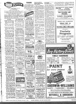 Saanich Peninsula And Gulf Islands Review Wed, November 7, 1945 (Page 5)