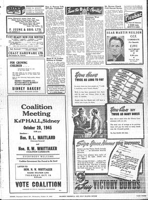 Saanich Peninsula And Gulf Islands Review Wed, October 17, 1945 (Page 3)