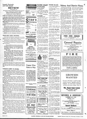 Saanich Peninsula And Gulf Islands Review Wed, February 3, 1943 (Page 2)