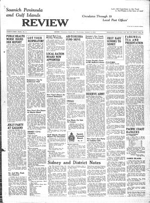 Saanich Peninsula And Gulf Islands Review Mon, January 4, 1943 (Page 1)