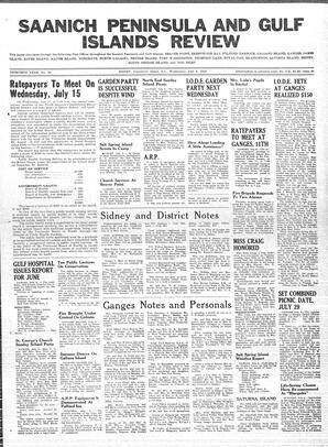 Saanich Peninsula And Gulf Islands Review Wed, July 8, 1942 (Page 1)