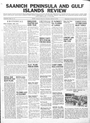 Saanich Peninsula And Gulf Islands Review Wed, February 18, 1942 (Page 1)