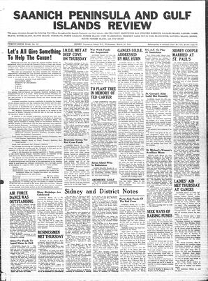 Saanich Peninsula And Gulf Islands Review Wed, March 12, 1941 (Page 1)