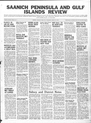 Saanich Peninsula And Gulf Islands Review Wed, January 15, 1941 (Page 1)
