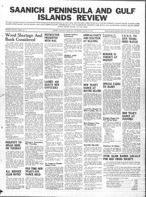 Saanich Peninsula And Gulf Islands Review Wed, January 8, 1941 (Page 1)