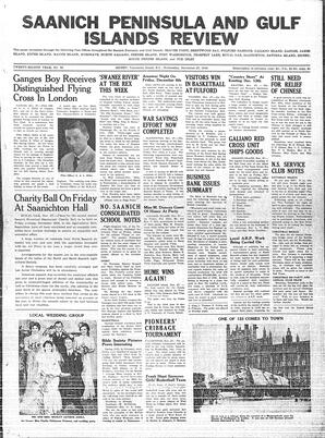 Saanich Peninsula And Gulf Islands Review Wed, November 27, 1940 (Page 1)