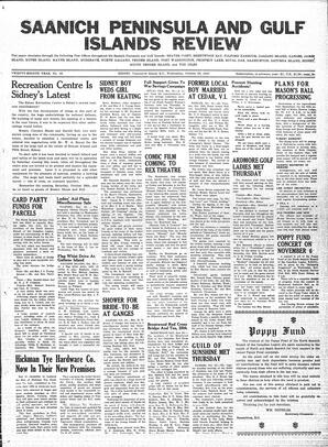 Saanich Peninsula And Gulf Islands Review Wed, October 23, 1940 (Page 1)