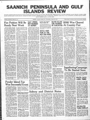 Saanich Peninsula And Gulf Islands Review Wed, August 28, 1940 (Page 1)