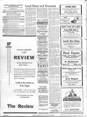 Saanich Peninsula And Gulf Islands Review Wed, April 3, 1940 (Page 2)