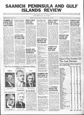 Saanich Peninsula And Gulf Islands Review Wed, March 20, 1940 (Page 1)