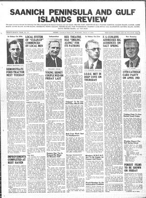 Saanich Peninsula And Gulf Islands Review Wed, March 13, 1940 (Page 1)