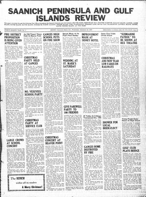 Saanich Peninsula And Gulf Islands Review Wed, December 20, 1939 (Page 1)