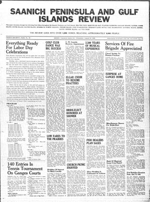Saanich Peninsula And Gulf Islands Review Wed, August 30, 1939 (Page 1)