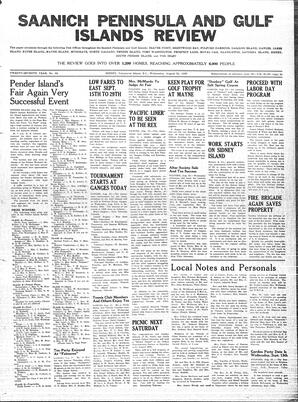 Saanich Peninsula And Gulf Islands Review Wed, August 23, 1939 (Page 1)