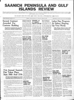 Saanich Peninsula And Gulf Islands Review Wed, August 16, 1939 (Page 1)