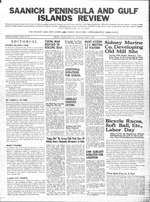 Saanich Peninsula And Gulf Islands Review Wed, August 9, 1939 (Page 1)
