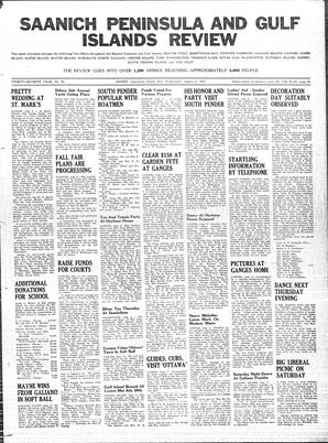 Saanich Peninsula And Gulf Islands Review Wed, August 2, 1939 (Page 1)