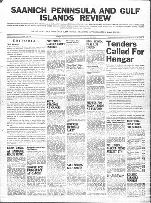 Saanich Peninsula And Gulf Islands Review Wed, July 26, 1939 (Page 1)