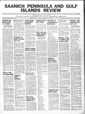 Saanich Peninsula And Gulf Islands Review Wed, June 28, 1939 (Page 1)