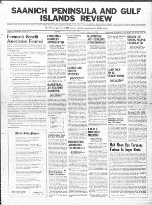 Saanich Peninsula And Gulf Islands Review Wed, January 11, 1939 (Page 1)