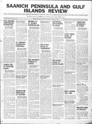 Saanich Peninsula And Gulf Islands Review Wed, January 4, 1939 (Page 1)