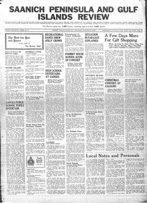 Saanich Peninsula And Gulf Islands Review Wed, December 21, 1938 (Page 1)
