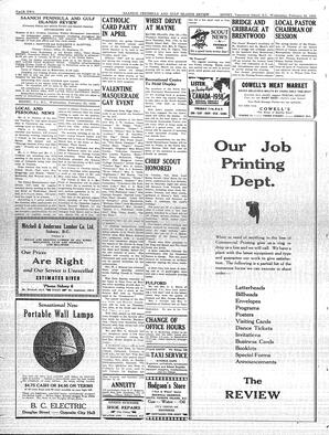 Saanich Peninsula And Gulf Islands Review Wed, February 23, 1938 (Page 2)