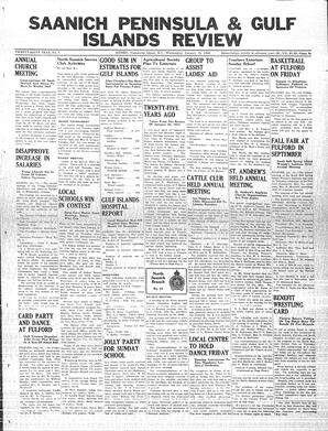 Saanich Peninsula And Gulf Islands Review Wed, January 19, 1938 (Page 1)