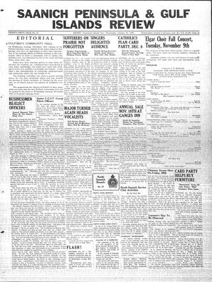 Saanich Peninsula And Gulf Islands Review Wed, October 27, 1937 (Page 1)